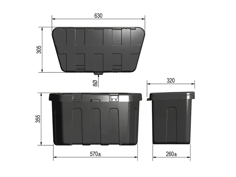 ProPlus dissel opbergbox met montageset - 32x63x35.5 cm