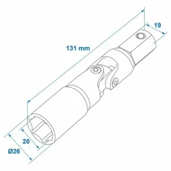 ProPlus pootuitdraaisleutel 19 mm hoekadapter