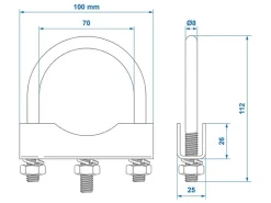 ProPlus ronde U-beugel voor neuswielklem