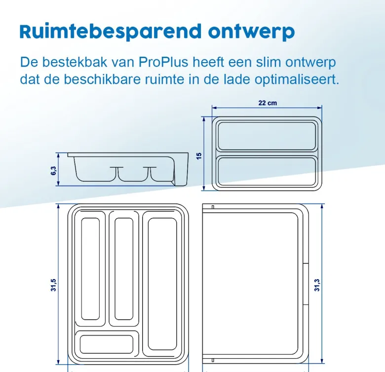 ProPlus verstelbare bestekbak - 40 x 31,5 x 6 cm