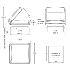 ProPlus 28 x 28 cm dakluik met ventilator - zonder ventilatie