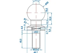 ProPlus 22 x 50 mm rechte trekhaakkogel