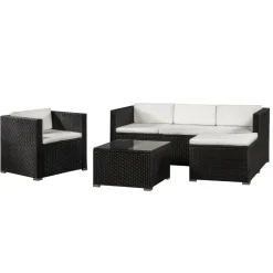 Punta Cana L polyrotan zwart witte loungeset