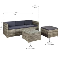 Punta Cana M polyrotan grijze loungeset