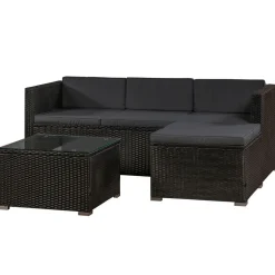 Punta Cana M polyrotan zwarte loungeset