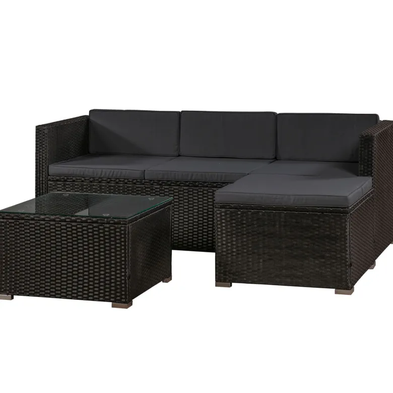 Punta Cana M polyrotan zwarte loungeset
