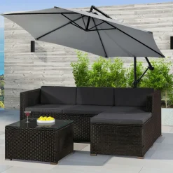 Punta Cana M polyrotan zwarte loungeset