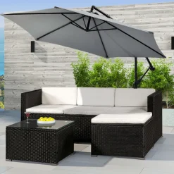 Punta Cana M polyrotan zwart witte loungeset