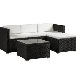 Punta Cana M polyrotan zwart witte loungeset