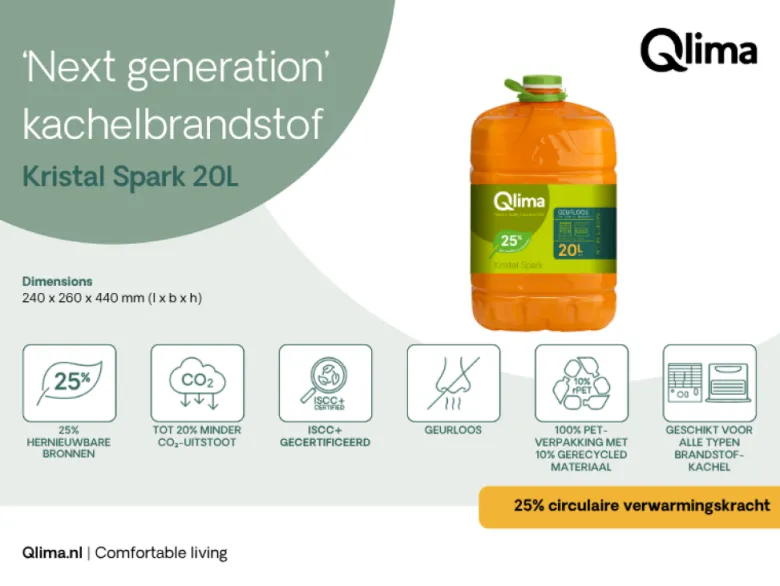 Qlima Kristal Spark Petroleum Kachelbrandstof - 20 liter