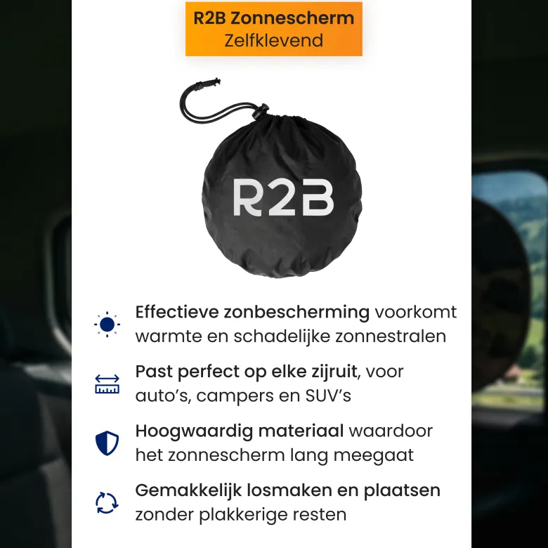 R2B Auto Zonnescherm voor de Zijruit - Set van 2