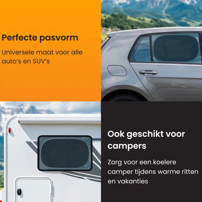 R2B Auto Zonnescherm voor de Zijruit - Set van 2
