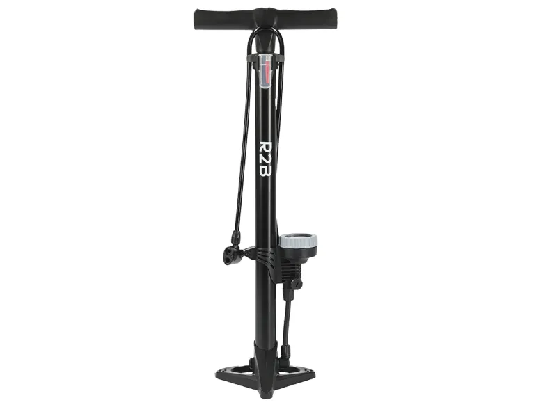 R2B fietspomp met drukmeter - dubbele ventielkop