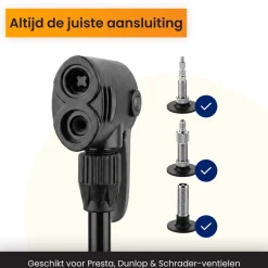 R2B fietspomp met drukmeter - dubbele ventielkop