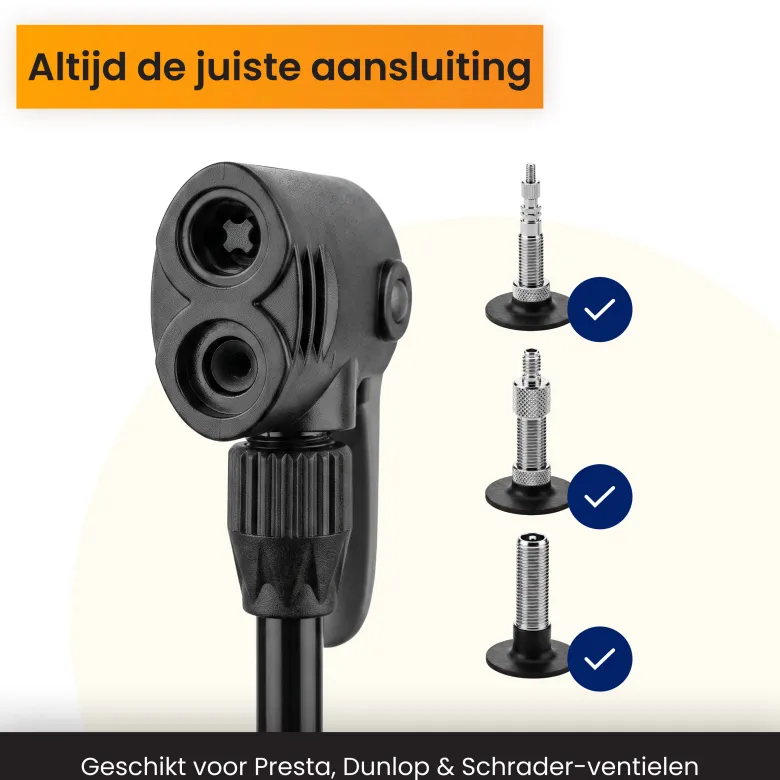 R2B fietspomp met drukmeter - dubbele ventielkop