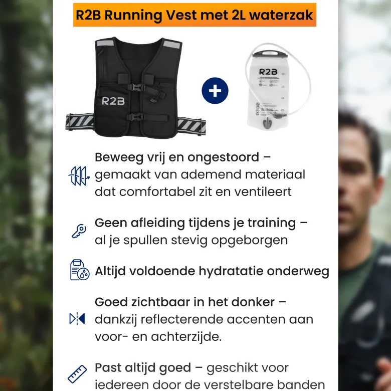 R2B Hardloopvest met Waterzak - 2 Liter