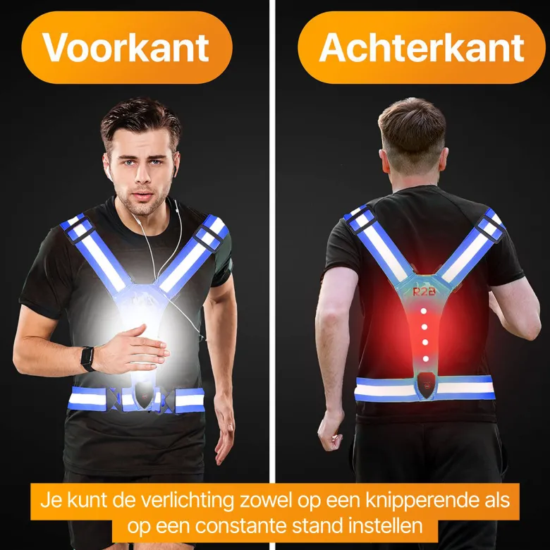 R2B Hardloopvest oplaadbaar - Hardloop Verlichting - Blauw