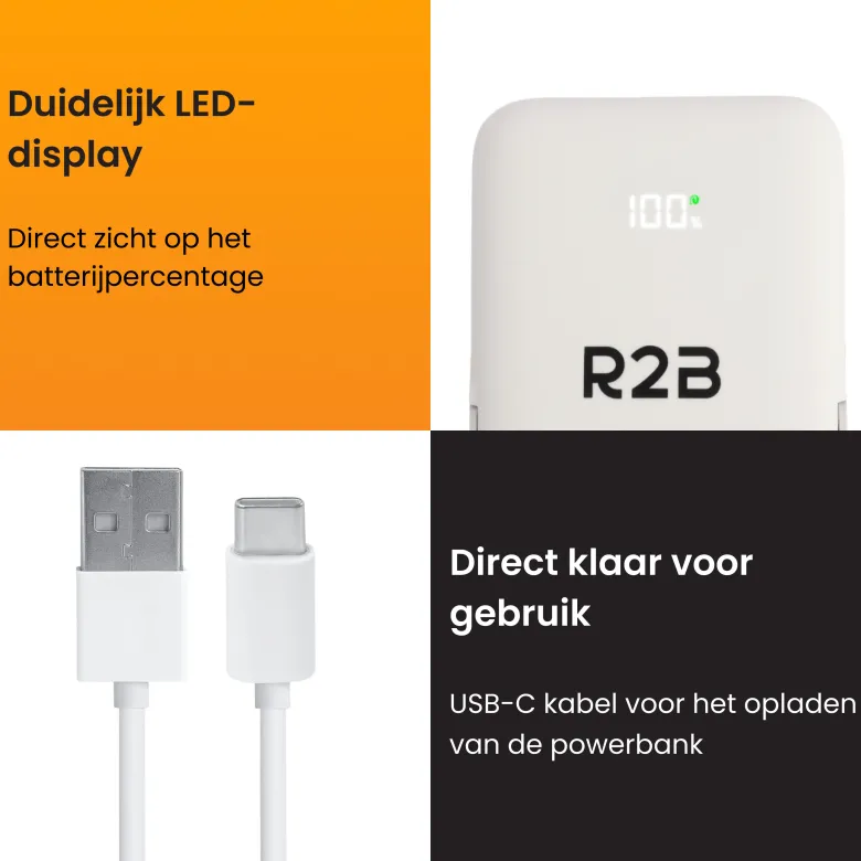 R2B 10000 mAh MagSafe powerbank - White
