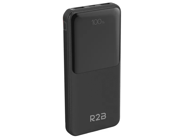 R2B 10000 mAh powerbank met ingebouwde kabels