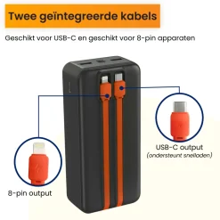 R2B 30000 mah Powerbank met kabels