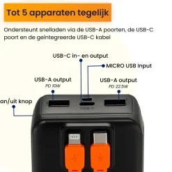 R2B 30000 mah Powerbank met kabels
