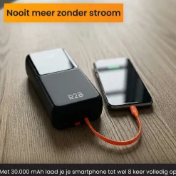 R2B 30000 mah Powerbank met kabels