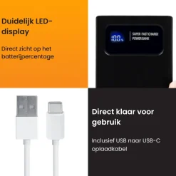 R2B 20.000 mAh Snellader Powerbank met LED Display