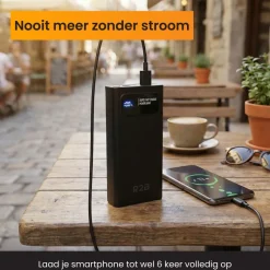 R2B 20.000 mAh Snellader Powerbank met LED Display