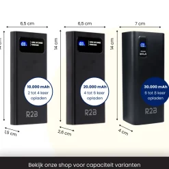 R2B 30000 mah Snellader Powerbank met LED Display