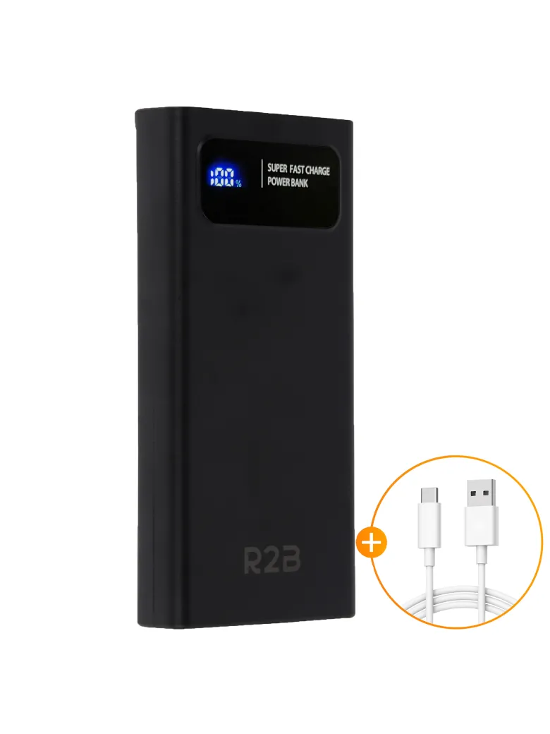 R2B 30000 mah Snellader Powerbank met LED Display
