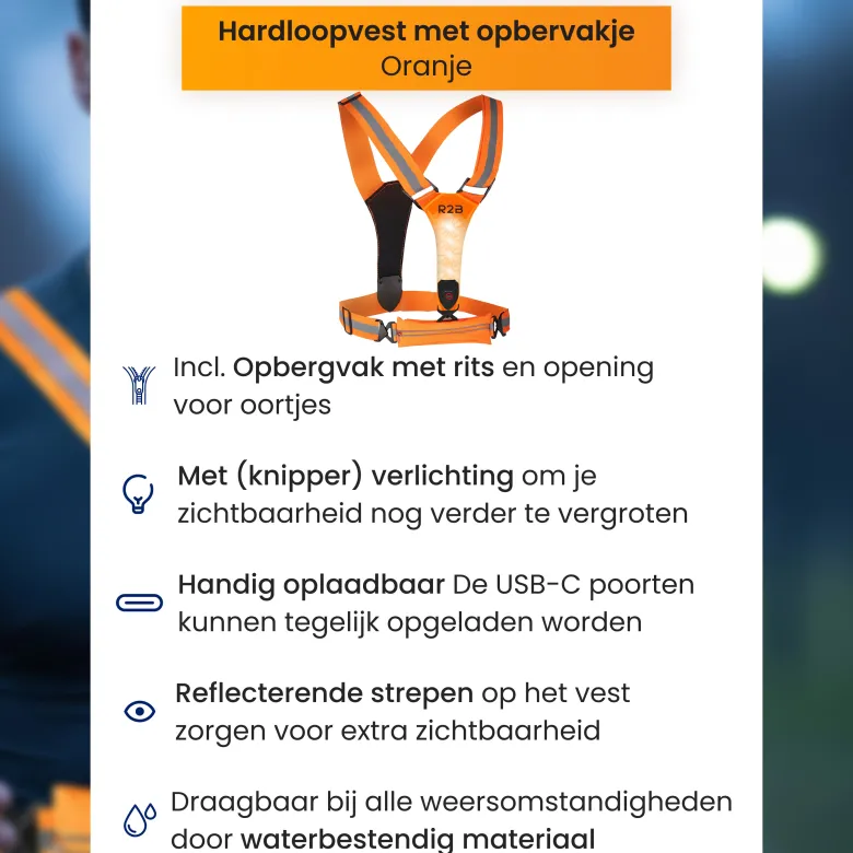 R2B oplaadbaar hardloopvest - Orange