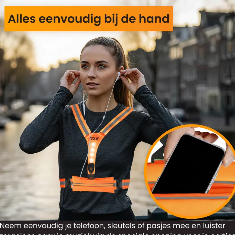 R2B oplaadbaar hardloopvest - Orange