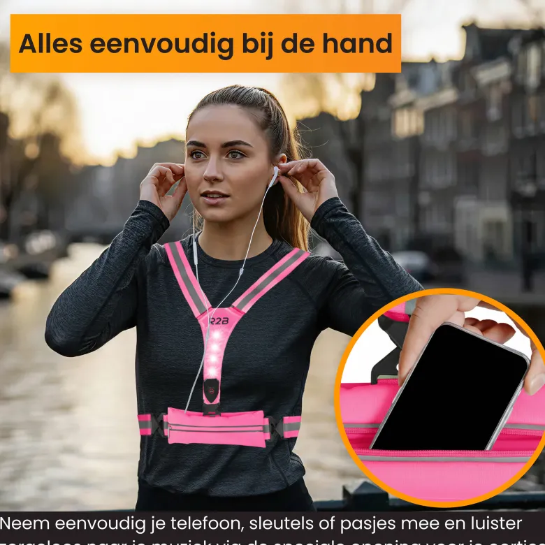 R2B oplaadbaar hardloopvest - Pink