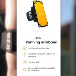 R2B Sportarmband 360 graden rotatie - t/m 6,5 inch - Zwart