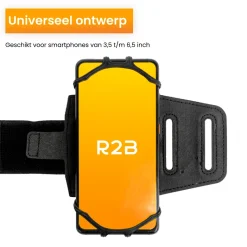 R2B Sportarmband 360 graden rotatie - t/m 6,5 inch - Zwart