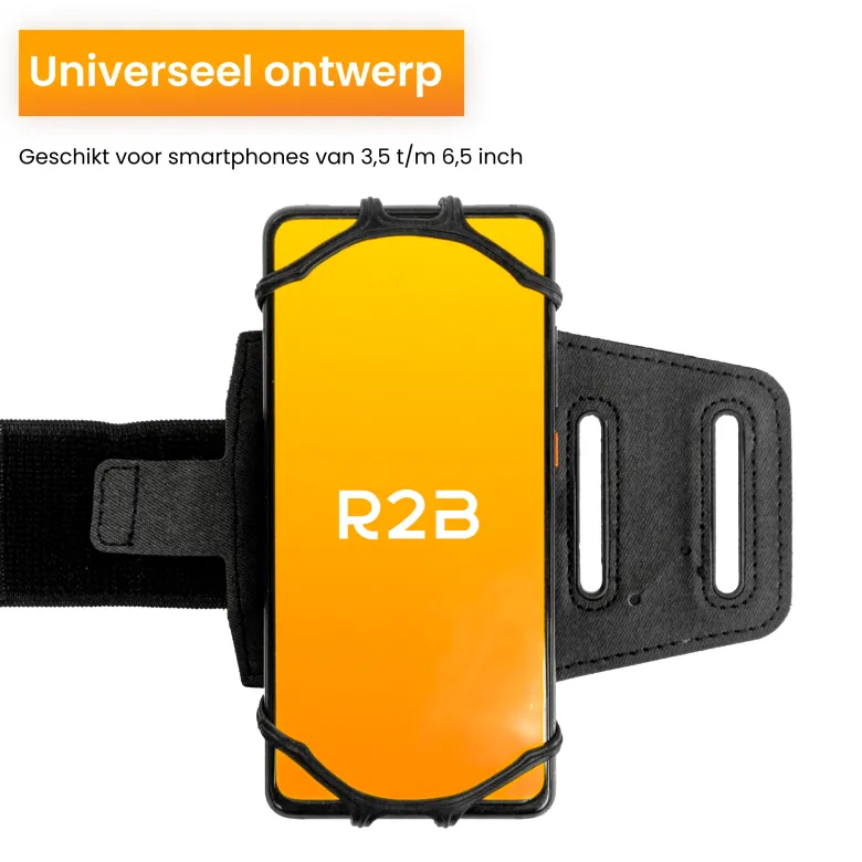 R2B Sportarmband 360 graden rotatie - t/m 6,5 inch - Zwart