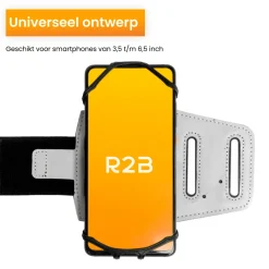 R2B Sportarmband 360 graden rotatie - t/m 6,5 inch - Zilver