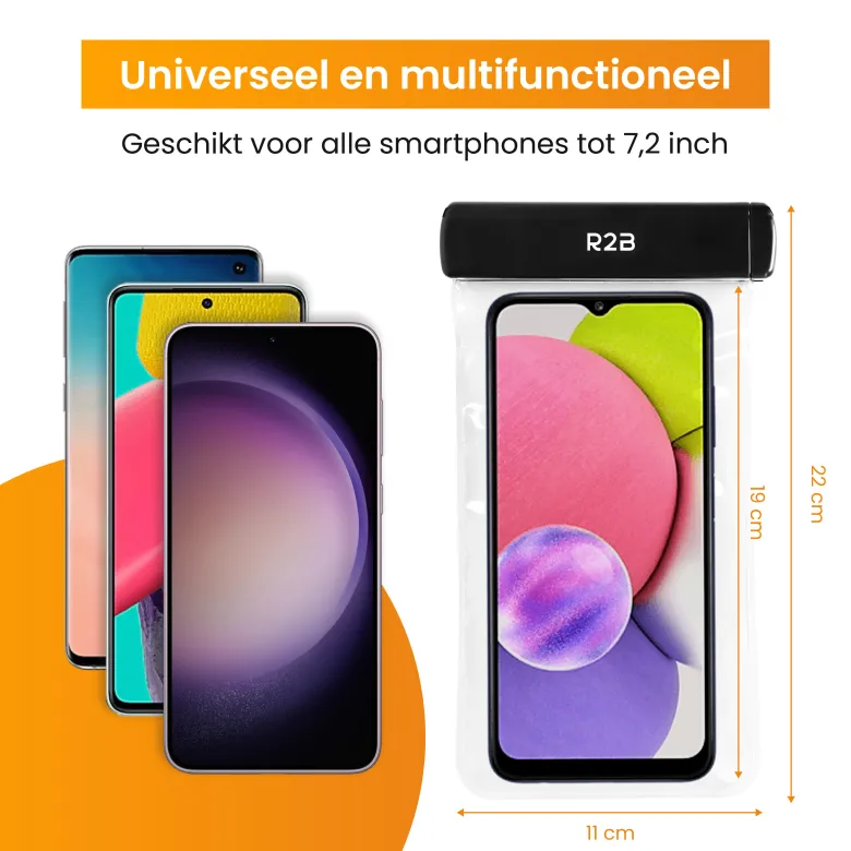 R2B waterdicht telefoonhoesje met koord - 2 stuks