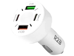 R2B 20W USB-C & USB-A autolader - White
