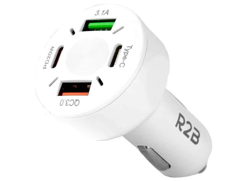 R2B 20W USB-C & USB-A autolader - White