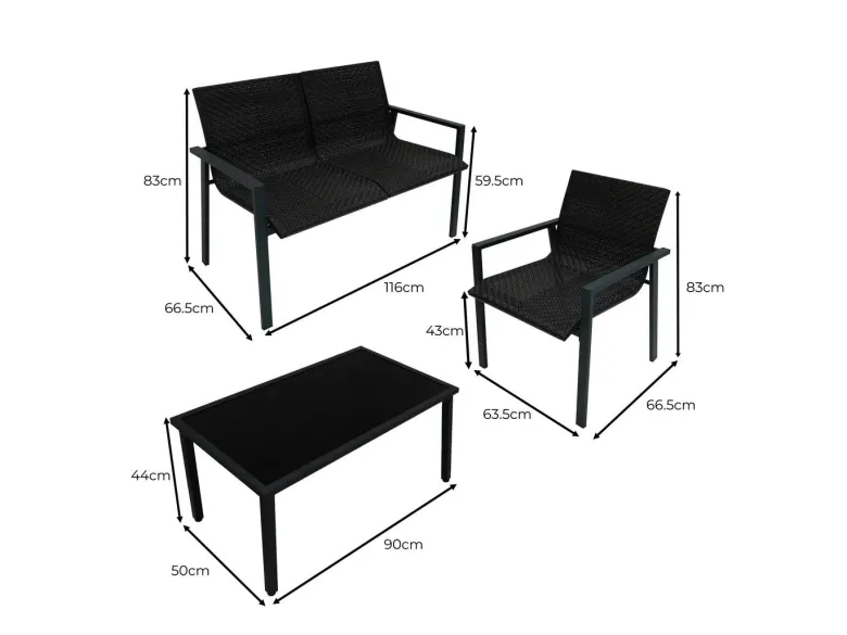 Rotan Terrasmeubilair Tuinset - Zwart