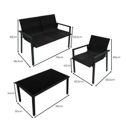 Rotan Terrasmeubilair Tuinset - Zwart
