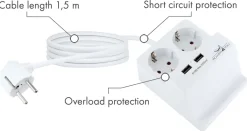Schwaiger USB bureau contactdoos met smartphone houder