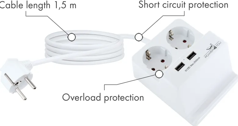 Schwaiger USB bureau contactdoos met smartphone houder