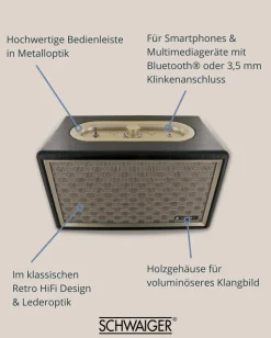 Schwaiger 24 watt retro Bluetooth luidspreker