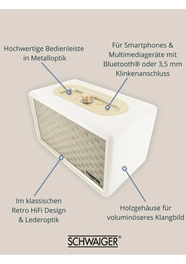 Schwaiger 24 watt retro Bluetooth luidspreker