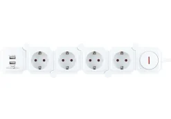 Schwaiger witte stekkerdoos met USB