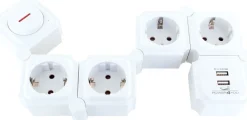 Schwaiger witte stekkerdoos met USB