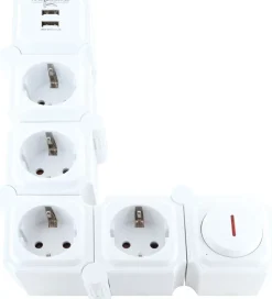 Schwaiger witte stekkerdoos met USB