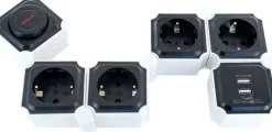 Schwaiger zwarte stekkerdoos met USB